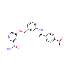 CC(=O)c1ccc(C(=O)Nc2cccc(COc3cncc(C(N)=O)c3)c2)cc1 ZINC000653871536