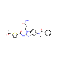 CC(=O)c1ccc(C(=O)Nc2nc3cc(N(C)C(=O)c4ccccc4)ccc3n2CCC(N)=O)s1 ZINC000040411659