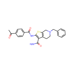 CC(=O)c1ccc(C(=O)Nc2sc3c(c2C(N)=O)CCN(Cc2ccccc2)C3)cc1 ZINC000023153802