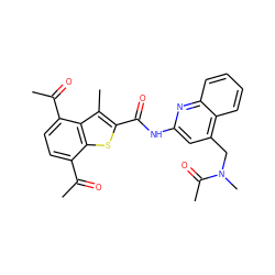 CC(=O)c1ccc(C(C)=O)c2c(C)c(C(=O)Nc3cc(CN(C)C(C)=O)c4ccccc4n3)sc12 ZINC001772628967