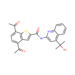 CC(=O)c1ccc(C(C)=O)c2sc(C(=O)Nc3cc(C(C)(C)O)c4ccccc4n3)cc12 ZINC001772580861