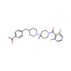 CC(=O)c1ccc(CC2CCN(C3(C)CCN(C(=O)c4c(C)cccc4C)CC3)CC2)cc1 ZINC000003594456