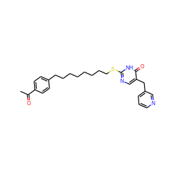 CC(=O)c1ccc(CCCCCCCCSc2ncc(Cc3cccnc3)c(=O)[nH]2)cc1 ZINC000027310518