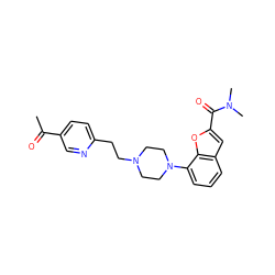 CC(=O)c1ccc(CCN2CCN(c3cccc4cc(C(=O)N(C)C)oc34)CC2)nc1 ZINC000114867763