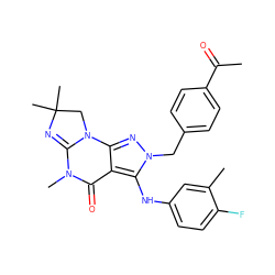 CC(=O)c1ccc(Cn2nc3c(c2Nc2ccc(F)c(C)c2)C(=O)N(C)C2=NC(C)(C)CN23)cc1 ZINC000219134596