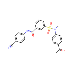 CC(=O)c1ccc(N(C)S(=O)(=O)c2cccc(C(=O)Nc3ccc(C#N)cc3)c2)cc1 ZINC000169311709