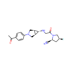 CC(=O)c1ccc(N2C[C@H]3[C@H](NCC(=O)N4C[C@@H](F)C[C@H]4C#N)[C@H]3C2)cc1 ZINC000101180532