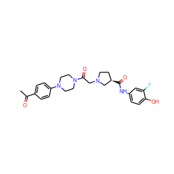 CC(=O)c1ccc(N2CCN(C(=O)CN3CC[C@@H](C(=O)Nc4ccc(O)c(F)c4)C3)CC2)cc1 ZINC000299820058