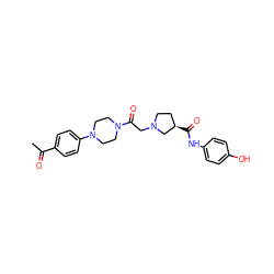 CC(=O)c1ccc(N2CCN(C(=O)CN3CC[C@@H](C(=O)Nc4ccc(O)cc4)C3)CC2)cc1 ZINC000142464333