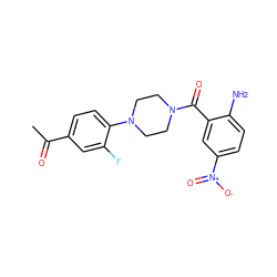 CC(=O)c1ccc(N2CCN(C(=O)c3cc([N+](=O)[O-])ccc3N)CC2)c(F)c1 ZINC000040956776