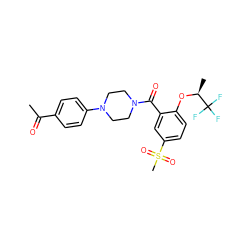 CC(=O)c1ccc(N2CCN(C(=O)c3cc(S(C)(=O)=O)ccc3O[C@@H](C)C(F)(F)F)CC2)cc1 ZINC000053314296