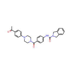 CC(=O)c1ccc(N2CCN(C(=O)c3ccc(NC(=O)N4Cc5ccccc5C4)cc3)CC2)cc1 ZINC000167524045