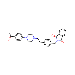 CC(=O)c1ccc(N2CCN(CCc3ccc(CN4C(=O)c5ccccc5C4=O)cc3)CC2)cc1 ZINC000213929117