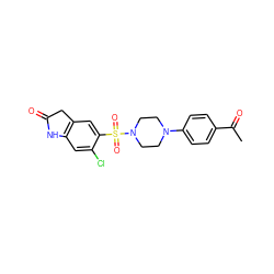 CC(=O)c1ccc(N2CCN(S(=O)(=O)c3cc4c(cc3Cl)NC(=O)C4)CC2)cc1 ZINC000029455842