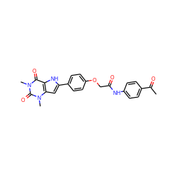 CC(=O)c1ccc(NC(=O)COc2ccc(-c3cc4c([nH]3)c(=O)n(C)c(=O)n4C)cc2)cc1 ZINC000013678775