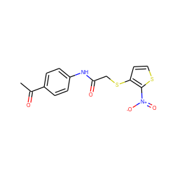 CC(=O)c1ccc(NC(=O)CSc2ccsc2[N+](=O)[O-])cc1 ZINC000005136457