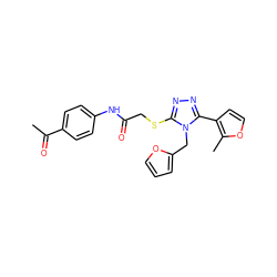 CC(=O)c1ccc(NC(=O)CSc2nnc(-c3ccoc3C)n2Cc2ccco2)cc1 ZINC000013512208