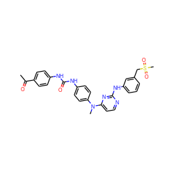 CC(=O)c1ccc(NC(=O)Nc2ccc(N(C)c3ccnc(Nc4cccc(CS(C)(=O)=O)c4)n3)cc2)cc1 ZINC000014945143