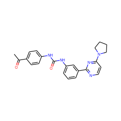 CC(=O)c1ccc(NC(=O)Nc2cccc(-c3nccc(N4CCCC4)n3)c2)cc1 ZINC001772655989