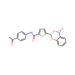 CC(=O)c1ccc(NC(=O)c2ccc(COc3ccccc3[N+](=O)[O-])o2)cc1 ZINC000001002265