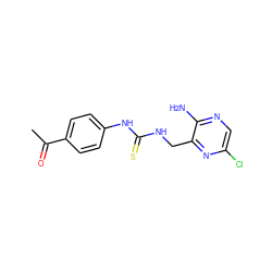 CC(=O)c1ccc(NC(=S)NCc2nc(Cl)cnc2N)cc1 ZINC000071295955