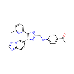 CC(=O)c1ccc(NCc2nc(-c3ccc4ncnn4c3)c(-c3cccc(C)n3)[nH]2)cc1 ZINC000113382492