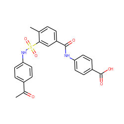 CC(=O)c1ccc(NS(=O)(=O)c2cc(C(=O)Nc3ccc(C(=O)O)cc3)ccc2C)cc1 ZINC000000888022