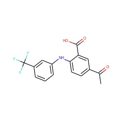 CC(=O)c1ccc(Nc2cccc(C(F)(F)F)c2)c(C(=O)O)c1 ZINC000084708305