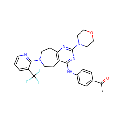 CC(=O)c1ccc(Nc2nc(N3CCOCC3)nc3c2CCN(c2ncccc2C(F)(F)F)CC3)cc1 ZINC000146384305