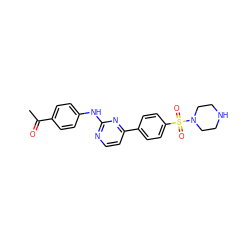 CC(=O)c1ccc(Nc2nccc(-c3ccc(S(=O)(=O)N4CCNCC4)cc3)n2)cc1 ZINC000013588918