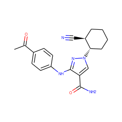 CC(=O)c1ccc(Nc2nn([C@H]3CCCC[C@@H]3C#N)cc2C(N)=O)cc1 ZINC000205072194