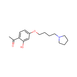 CC(=O)c1ccc(OCCCCN2CCCC2)cc1O ZINC000215532223