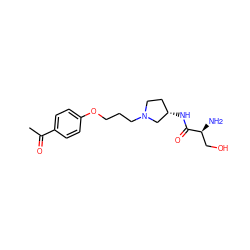 CC(=O)c1ccc(OCCCN2CC[C@H](NC(=O)[C@@H](N)CO)C2)cc1 ZINC000026829280