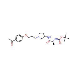 CC(=O)c1ccc(OCCCN2CC[C@H](NC(=O)[C@H](C)NC(=O)OC(C)(C)C)C2)cc1 ZINC000026828067