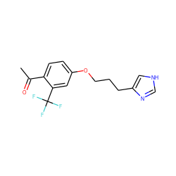 CC(=O)c1ccc(OCCCc2c[nH]cn2)cc1C(F)(F)F ZINC000013814613