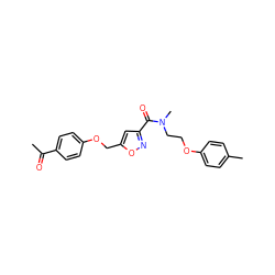 CC(=O)c1ccc(OCc2cc(C(=O)N(C)CCOc3ccc(C)cc3)no2)cc1 ZINC000012301775