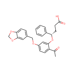 CC(=O)c1ccc(OCc2ccc3c(c2)OCO3)cc1O[C@@H](CCC(=O)O)c1ccccc1 ZINC000207461680