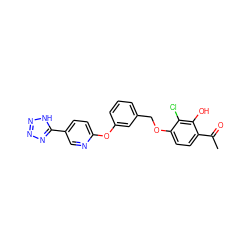 CC(=O)c1ccc(OCc2cccc(Oc3ccc(-c4nnn[nH]4)cn3)c2)c(Cl)c1O ZINC000149588179