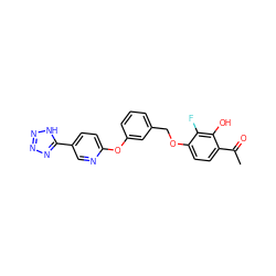 CC(=O)c1ccc(OCc2cccc(Oc3ccc(-c4nnn[nH]4)cn3)c2)c(F)c1O ZINC000148267028