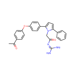 CC(=O)c1ccc(Oc2ccc(-c3ccc(-c4ccccc4)n3CC(=O)N=C(N)N)cc2)cc1 ZINC000029039624