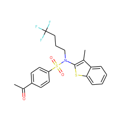 CC(=O)c1ccc(S(=O)(=O)N(CCCC(F)(F)F)c2sc3ccccc3c2C)cc1 ZINC000115233333