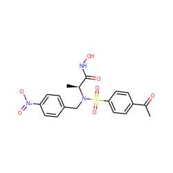 CC(=O)c1ccc(S(=O)(=O)N(Cc2ccc([N+](=O)[O-])cc2)[C@@H](C)C(=O)NO)cc1 ZINC000013840093