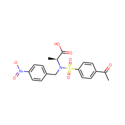 CC(=O)c1ccc(S(=O)(=O)N(Cc2ccc([N+](=O)[O-])cc2)[C@@H](C)C(=O)O)cc1 ZINC000013840027