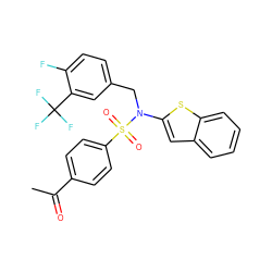 CC(=O)c1ccc(S(=O)(=O)N(Cc2ccc(F)c(C(F)(F)F)c2)c2cc3ccccc3s2)cc1 ZINC000115234350