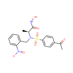 CC(=O)c1ccc(S(=O)(=O)N(Cc2ccccc2[N+](=O)[O-])[C@@H](C)C(=O)NO)cc1 ZINC000013863166