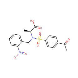 CC(=O)c1ccc(S(=O)(=O)N(Cc2ccccc2[N+](=O)[O-])[C@@H](C)C(=O)O)cc1 ZINC000013863133