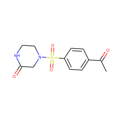 CC(=O)c1ccc(S(=O)(=O)N2CCNC(=O)C2)cc1 ZINC000005120210