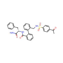 CC(=O)c1ccc(S(=O)(=O)NCc2ccccc2-c2ccccc2C(=O)N[C@@H](Cc2ccccc2)C(N)=O)cc1 ZINC000027556122