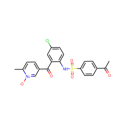 CC(=O)c1ccc(S(=O)(=O)Nc2ccc(Cl)cc2C(=O)c2ccc(C)[n+]([O-])c2)cc1 ZINC000113624684