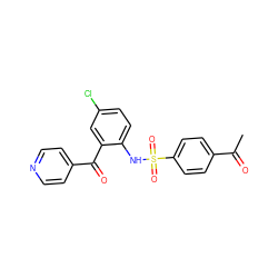 CC(=O)c1ccc(S(=O)(=O)Nc2ccc(Cl)cc2C(=O)c2ccncc2)cc1 ZINC000118214578